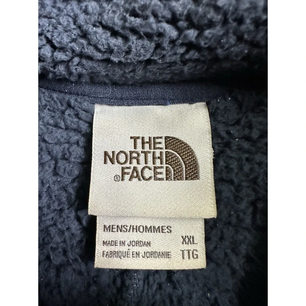 Mens The North Face Sherpa Fleece Jacket Full Zip Navy, Size 2XL
